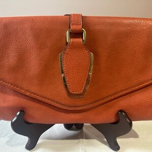 Liz Claiborne Orange Clutch with Textured Leather